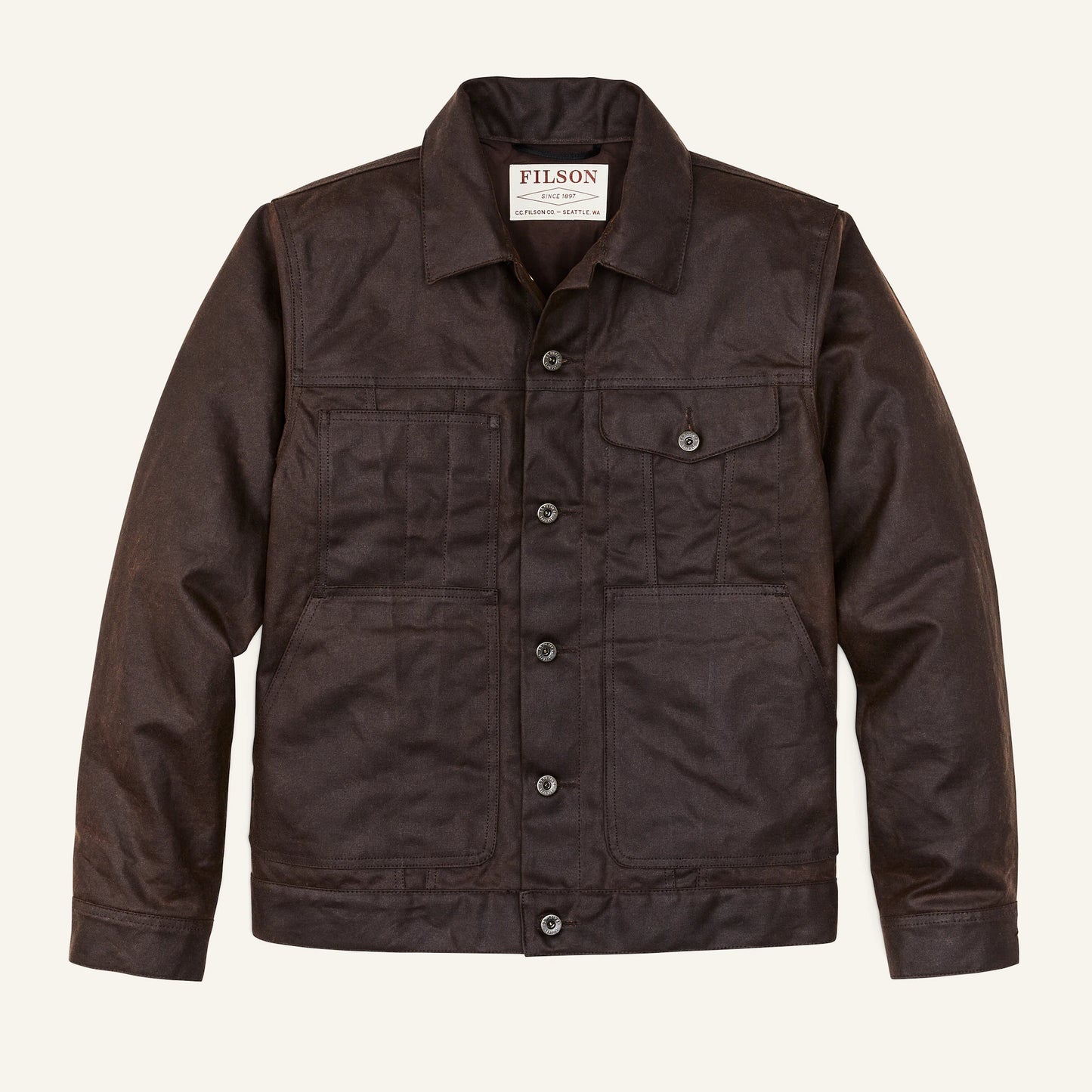 FILSON TIN CLOTH SHORT LINED CRUISER - DARK BROWN