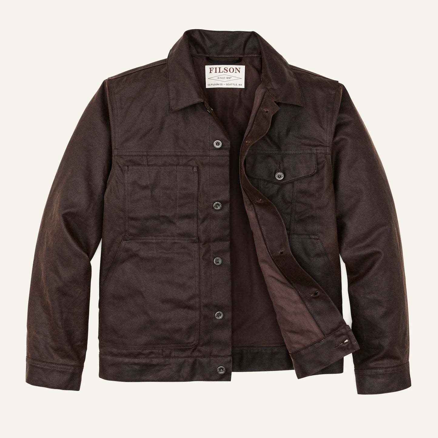 FILSON TIN CLOTH SHORT LINED CRUISER - DARK BROWN