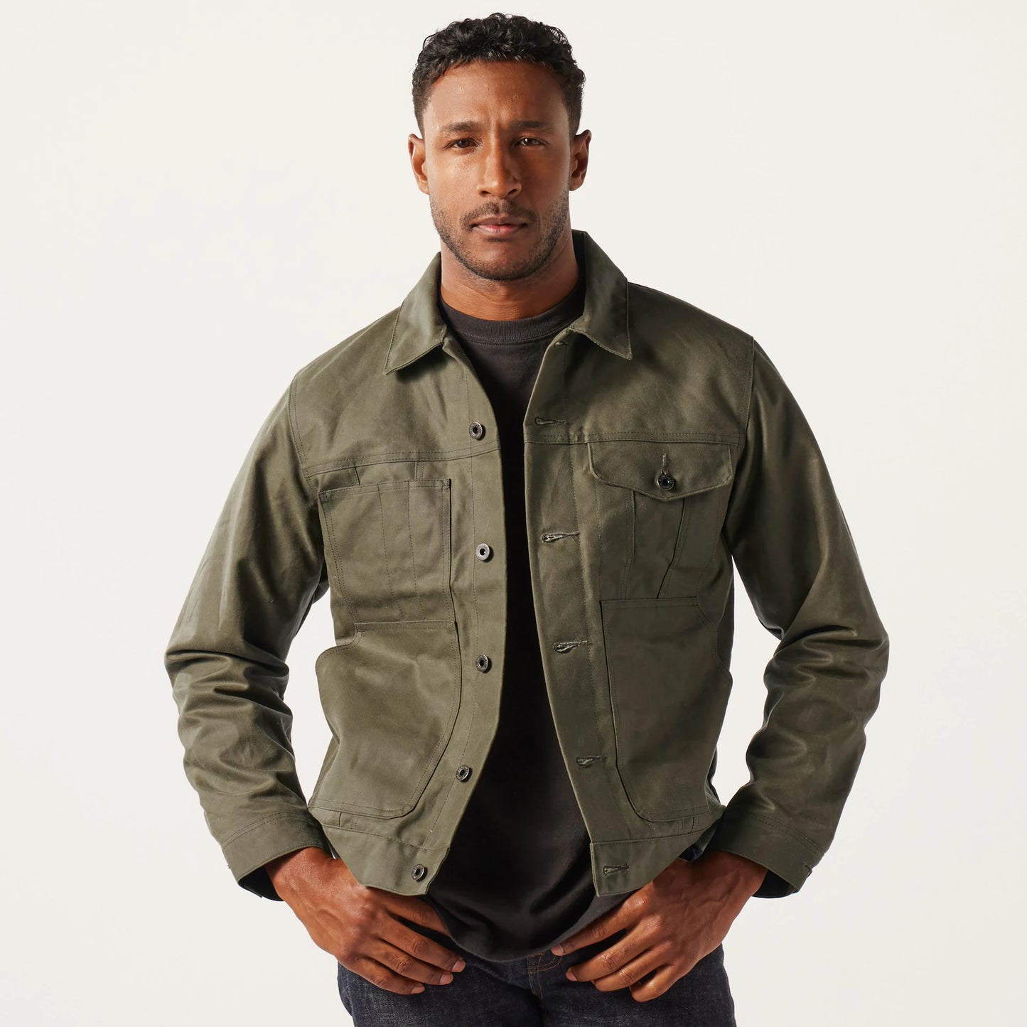 FILSON TIN CLOTH SHORT LINED CRUISER - MILITARY GREEN