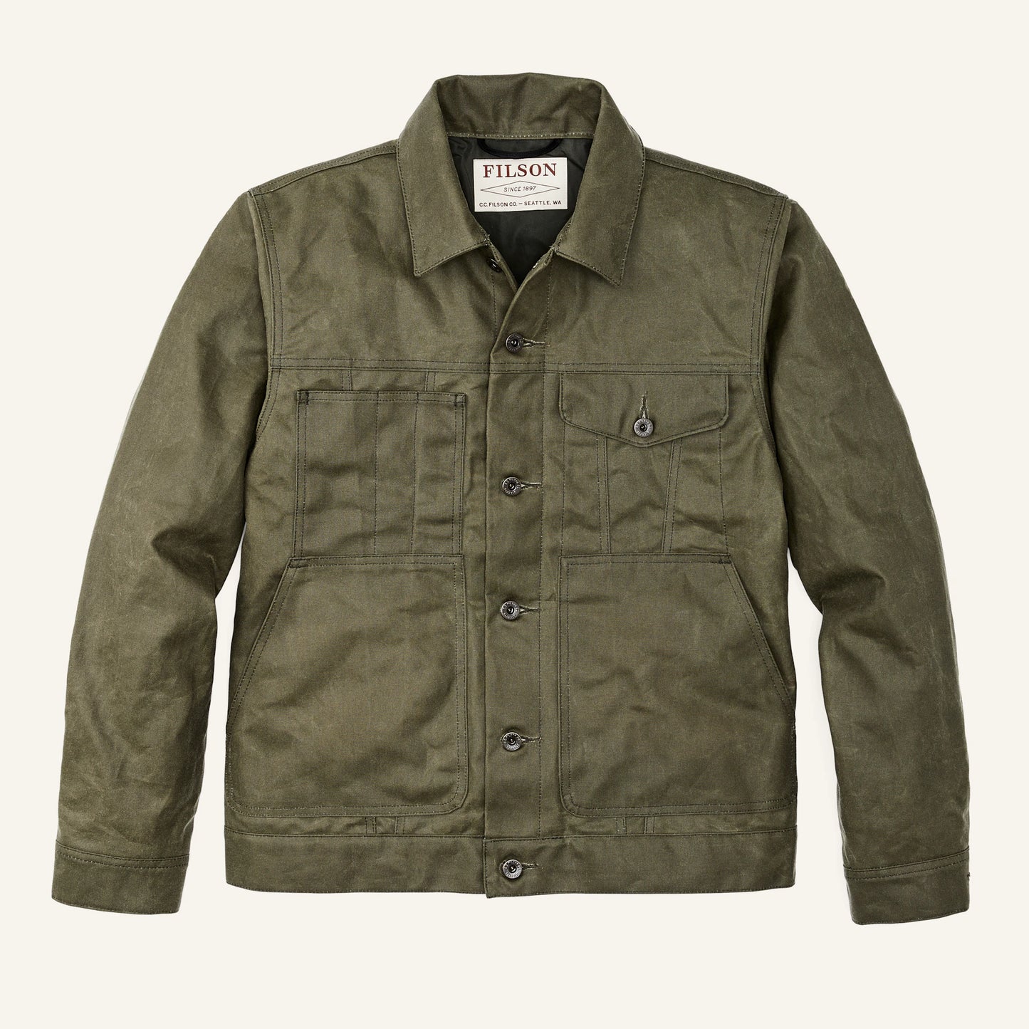 FILSON TIN CLOTH SHORT LINED CRUISER - MILITARY GREEN