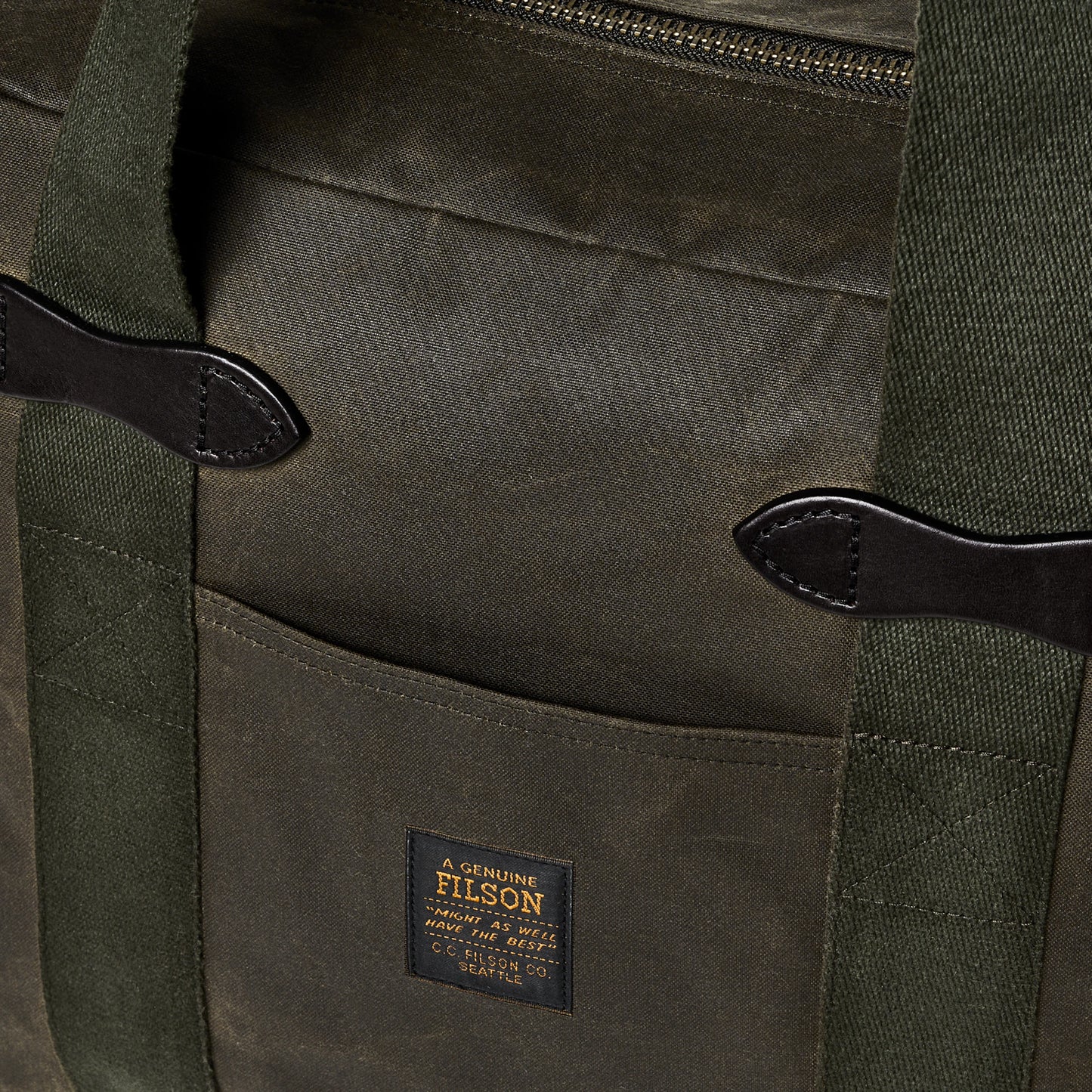 FILSON TIN CLOTH ZIPPER TOTE BAG - OTTER GREEN