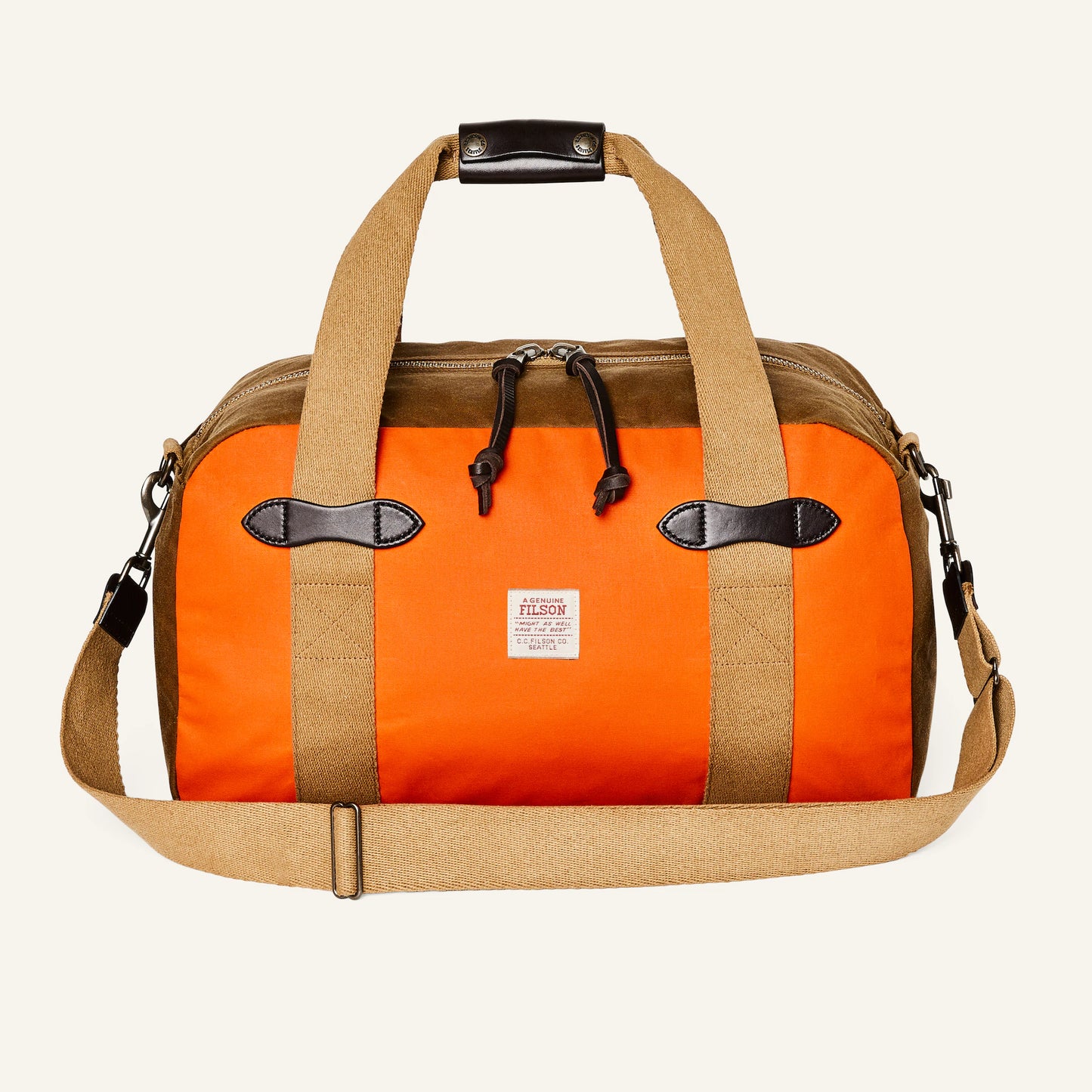 FILSON SMALL TIN CLOTH DUFFLE BAG - DARK TAN / FLAME