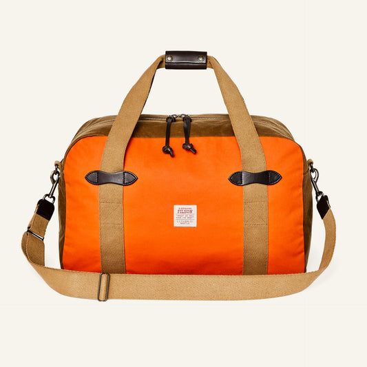 FILSON MEDIUM TIN CLOTH DUFFLE BAG - DARK TAN/ FLAME