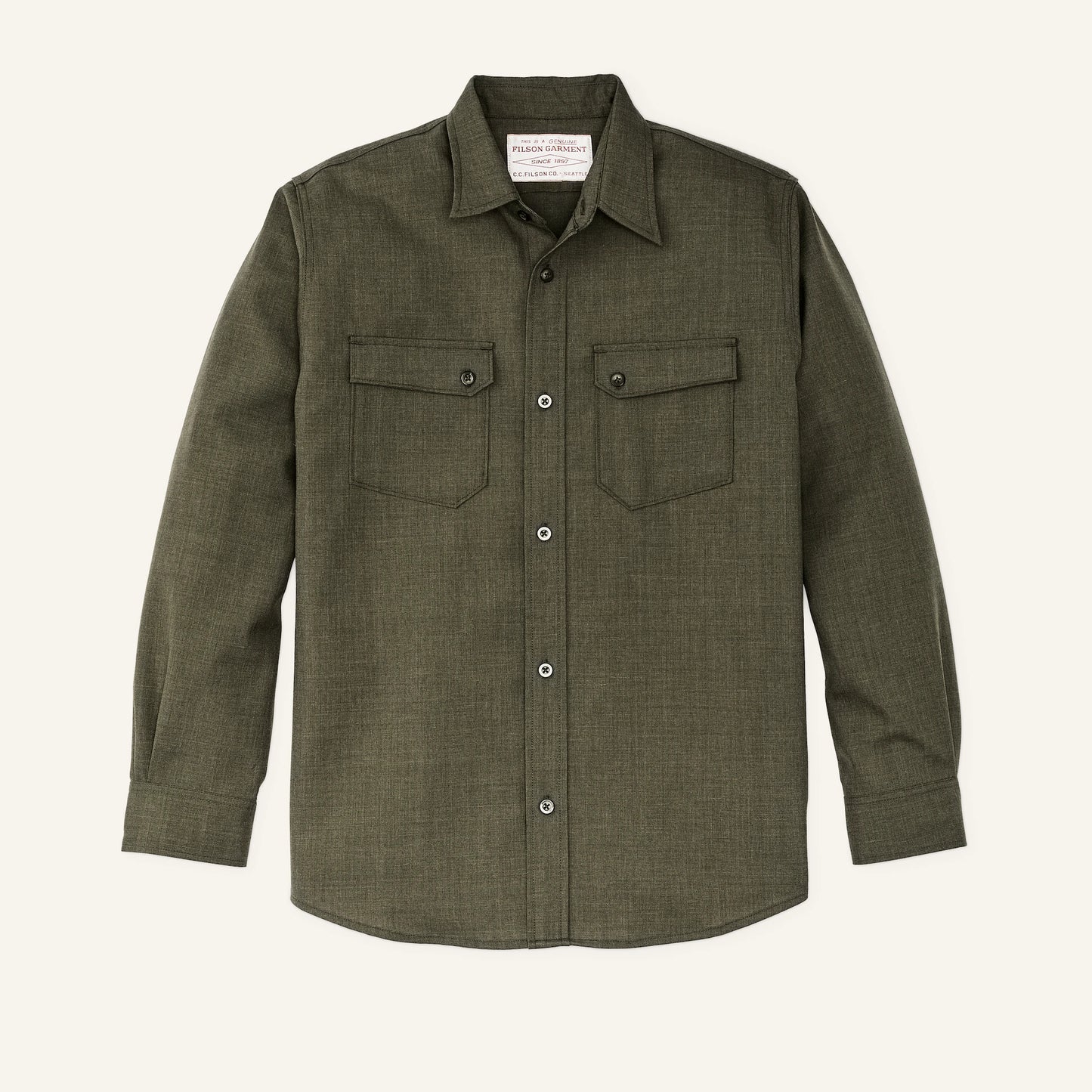 FILSON WORSTED WOOL GUIDE SHIRT - FOREST GREEN HEATHER