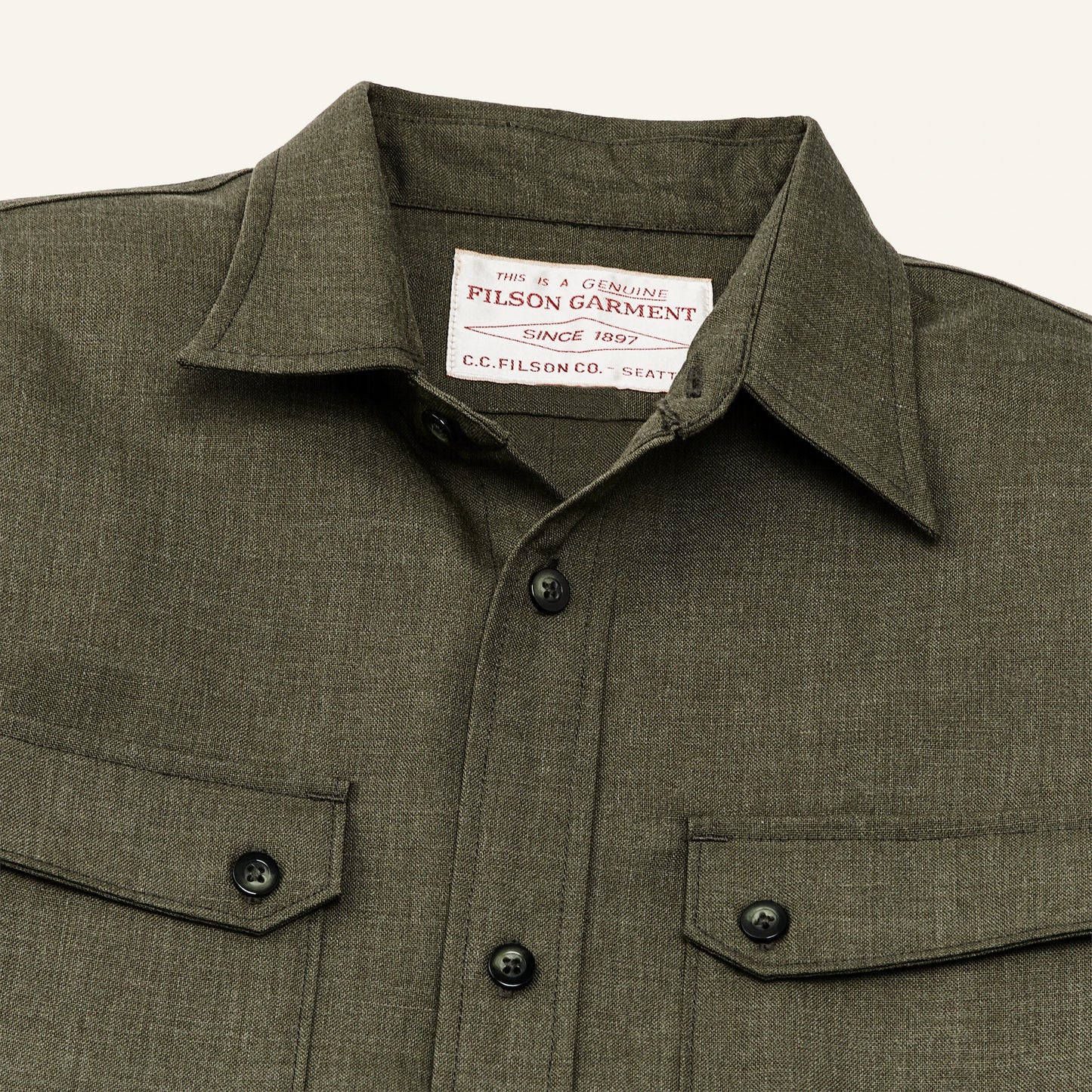 FILSON WORSTED WOOL GUIDE SHIRT - FOREST GREEN HEATHER