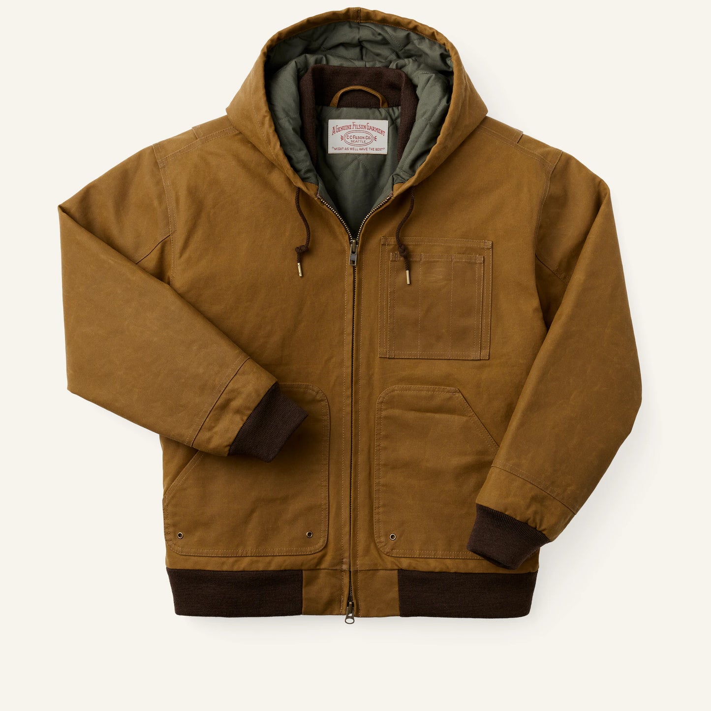 FILSON TIN CLOTH FOUL WEATHER HOODIE - DARK TAN