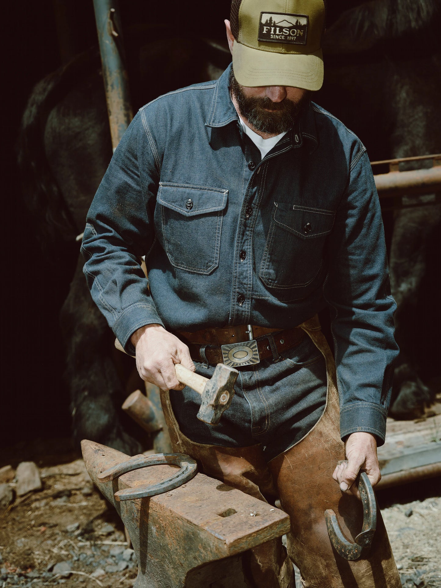 FILSON DENIM WORK SHIRT - MID-WASH INDIGO