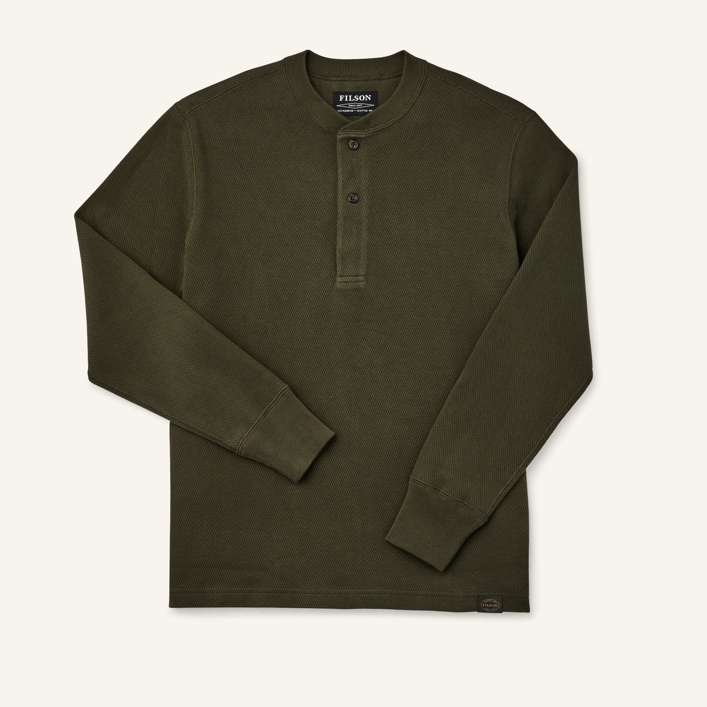 FILSON WAFFLE KNIT HENLEY - MOSSY ROCK