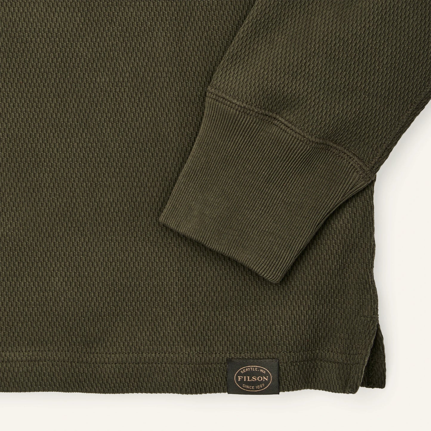 FILSON WAFFLE KNIT HENLEY - MOSSY ROCK