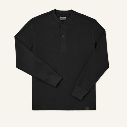 FILSON WAFFLE KNIT HENLEY - FADED BLACK