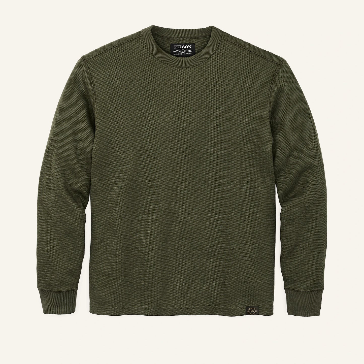 FILSON WAFFLE KNIT THERMAL CREW - MOSSY ROCK