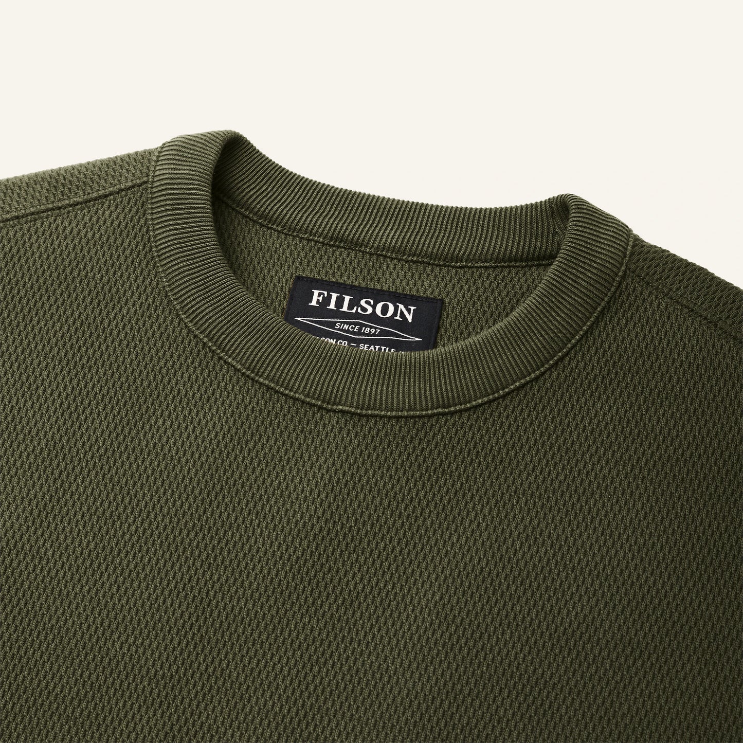 FILSON WAFFLE KNIT THERMAL CREW - MOSSY ROCK