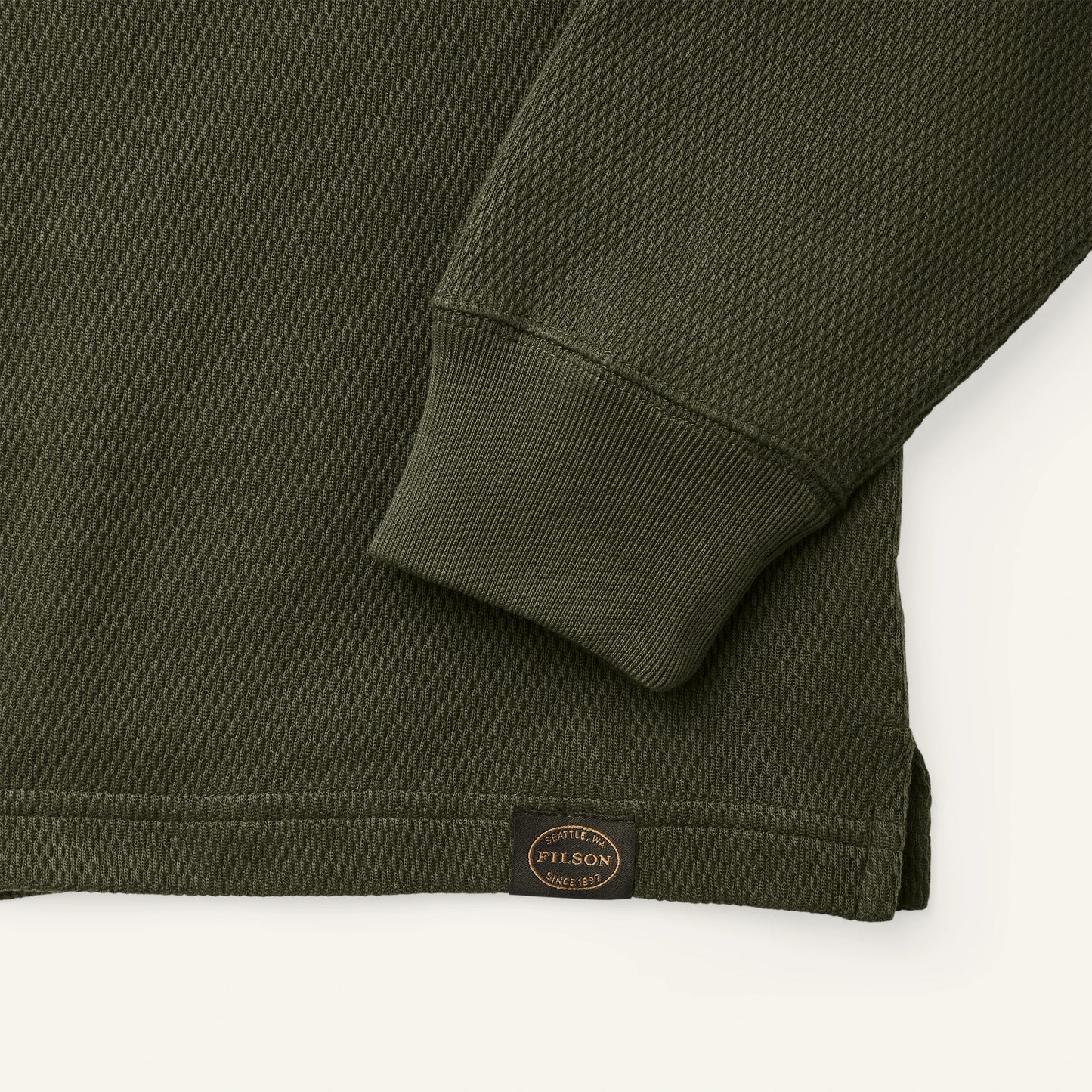 FILSON WAFFLE KNIT THERMAL CREW - MOSSY ROCK