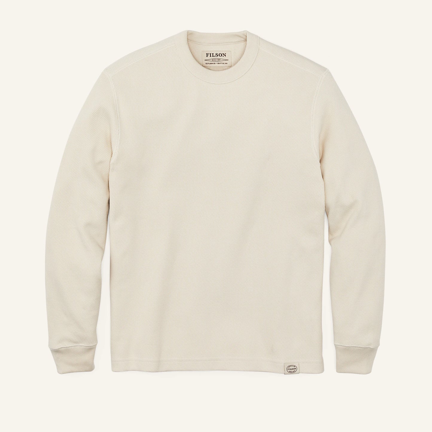 FILSON WAFFLE KNIT THERMAL CREW - SAND