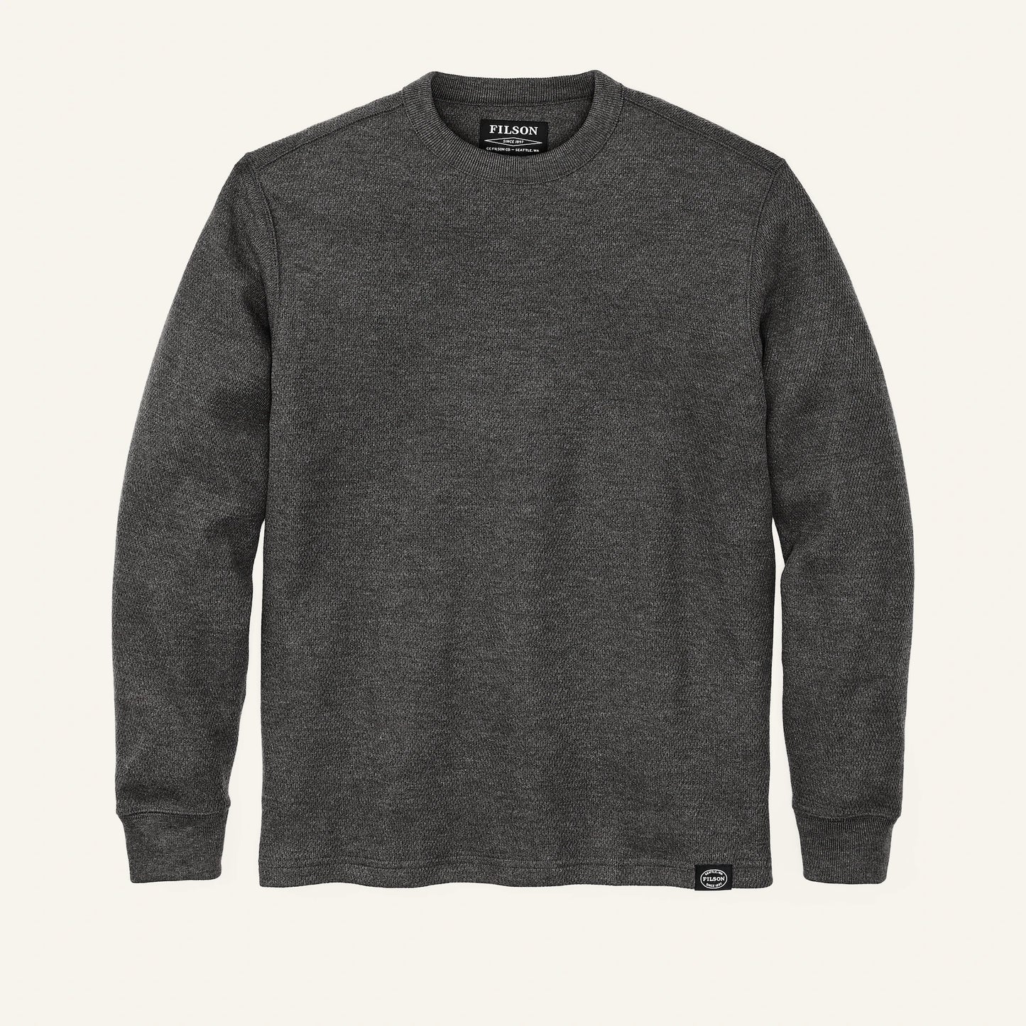 FILSON WAFFLE KNIT THERMAL CREW - CHARCOAL