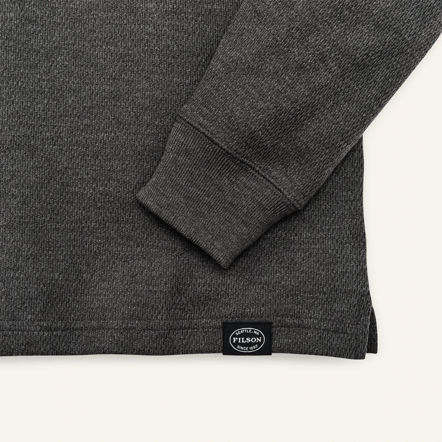 FILSON WAFFLE KNIT THERMAL CREW - CHARCOAL