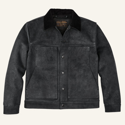 FILSON ROUGHOUT LEATHER SHORT CRUISER JACKET - CHARCOAL