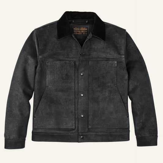 FILSON ROUGHOUT LEATHER SHORT CRUISER JACKET - CHARCOAL