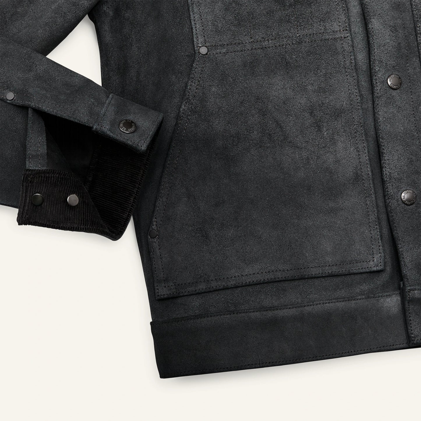 FILSON ROUGHOUT LEATHER SHORT CRUISER JACKET - CHARCOAL