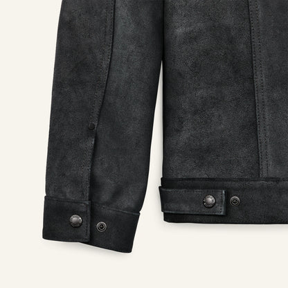 FILSON ROUGHOUT LEATHER SHORT CRUISER JACKET - CHARCOAL