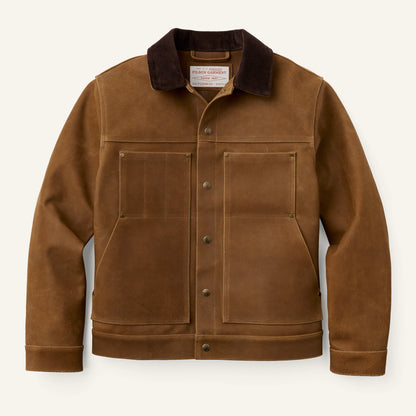 FILSON ROUGHOUT LEATHER SHORT CRUISER JACKET - DARK SEPIA