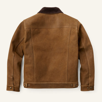 FILSON ROUGHOUT LEATHER SHORT CRUISER JACKET - DARK SEPIA