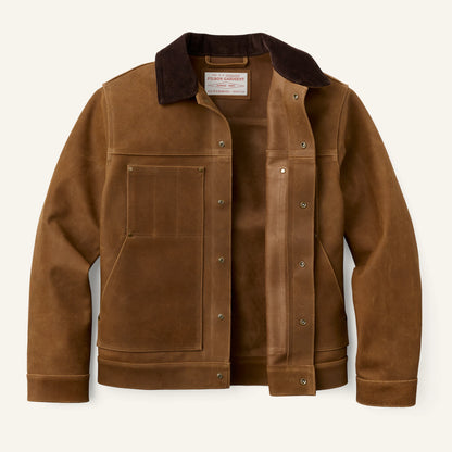 FILSON ROUGHOUT LEATHER SHORT CRUISER JACKET - DARK SEPIA