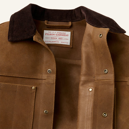 FILSON ROUGHOUT LEATHER SHORT CRUISER JACKET - DARK SEPIA