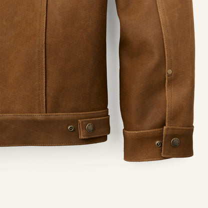 FILSON ROUGHOUT LEATHER SHORT CRUISER JACKET - DARK SEPIA