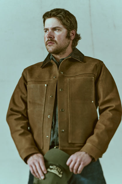 FILSON ROUGHOUT LEATHER SHORT CRUISER JACKET - DARK SEPIA