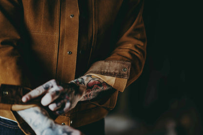 FILSON ROUGHOUT LEATHER SHORT CRUISER JACKET - DARK SEPIA