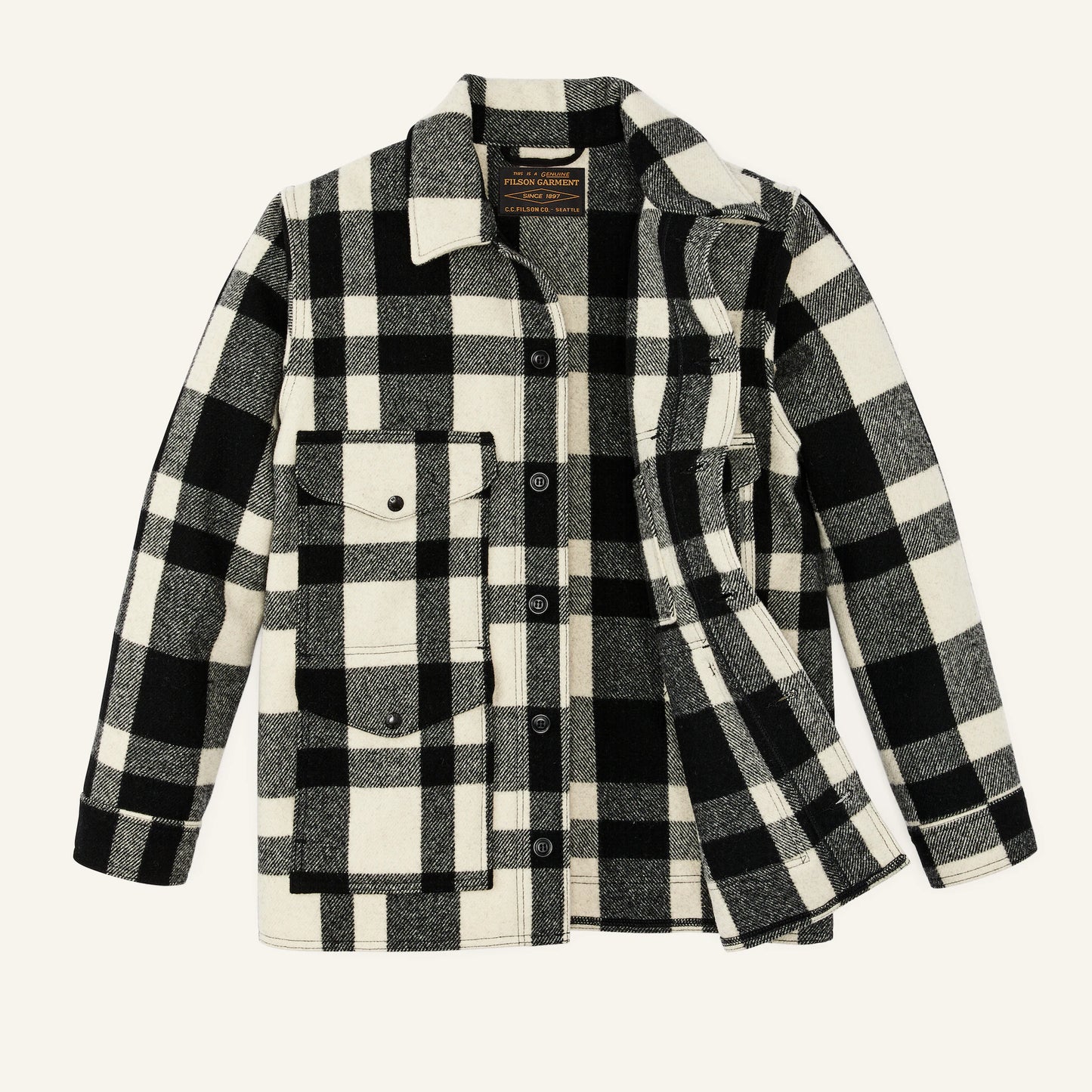 FILSON MACKINAW WOOL CRUISER JACKET - NATURAL/BLACK HERITAGE PLAID