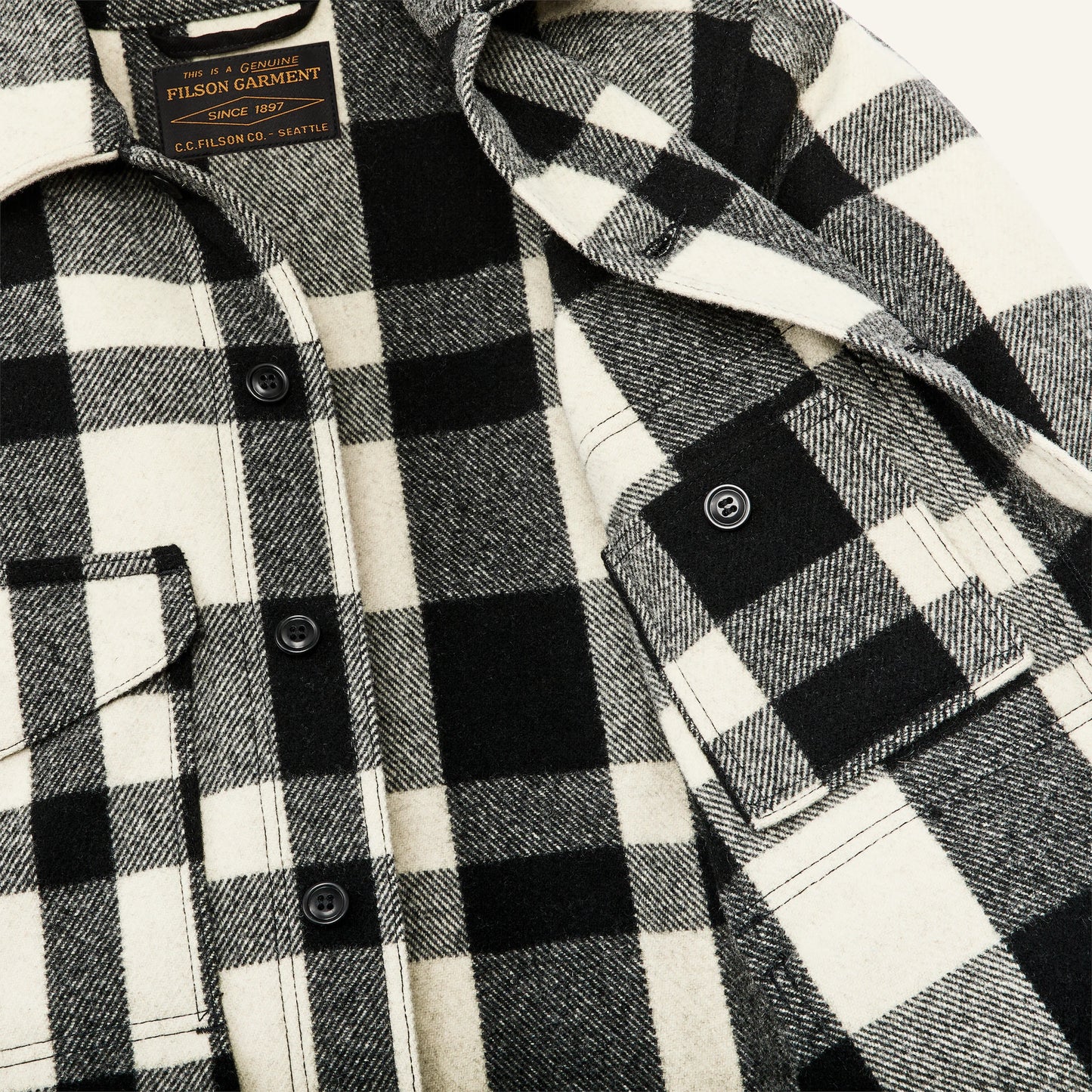 FILSON MACKINAW WOOL CRUISER JACKET - NATURAL/BLACK HERITAGE PLAID