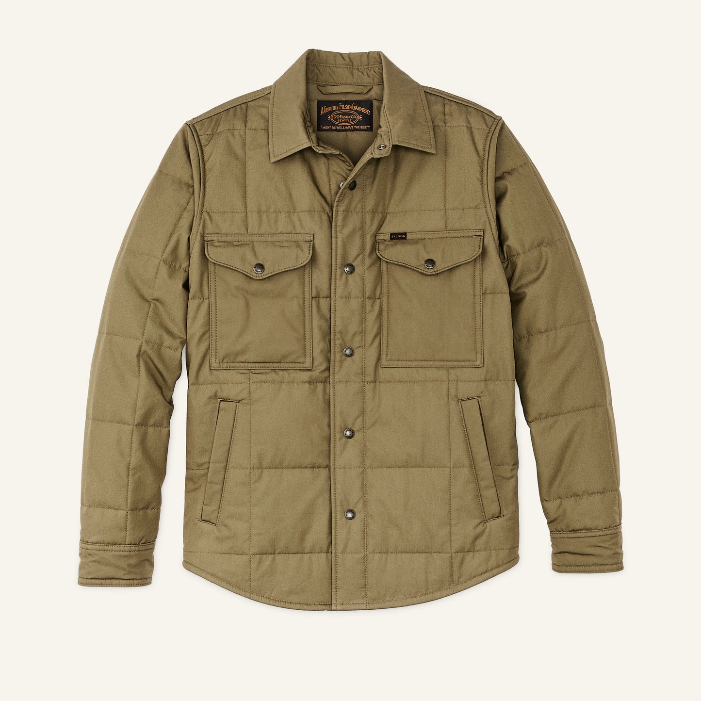 FILSON COVER CLOTH QUILTED JAC-SHIRT - OLIVE DRAB