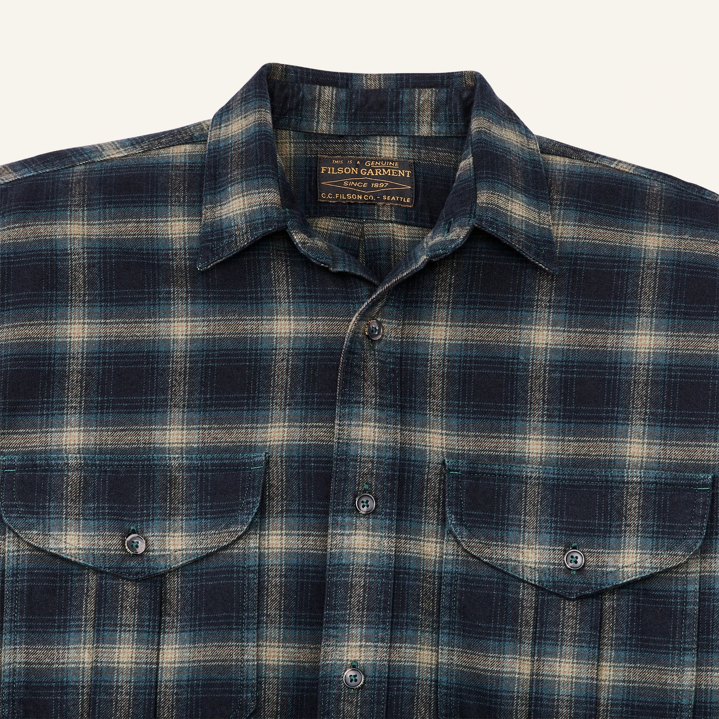 FILSON ALASKAN GUIDE SHIRT - NAVY PINE BRONZE PLAID