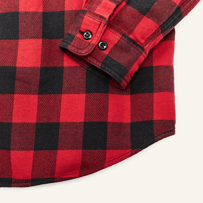 FILSON VINTAGE FLANNEL QUARTER ZIP SHIRT - RED/BLACK BUFFALO CHECK