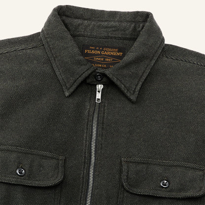 FILSON VINTAGE FLANNEL QUARTER ZIP SHIRT - OLIVE/FADED BLACK