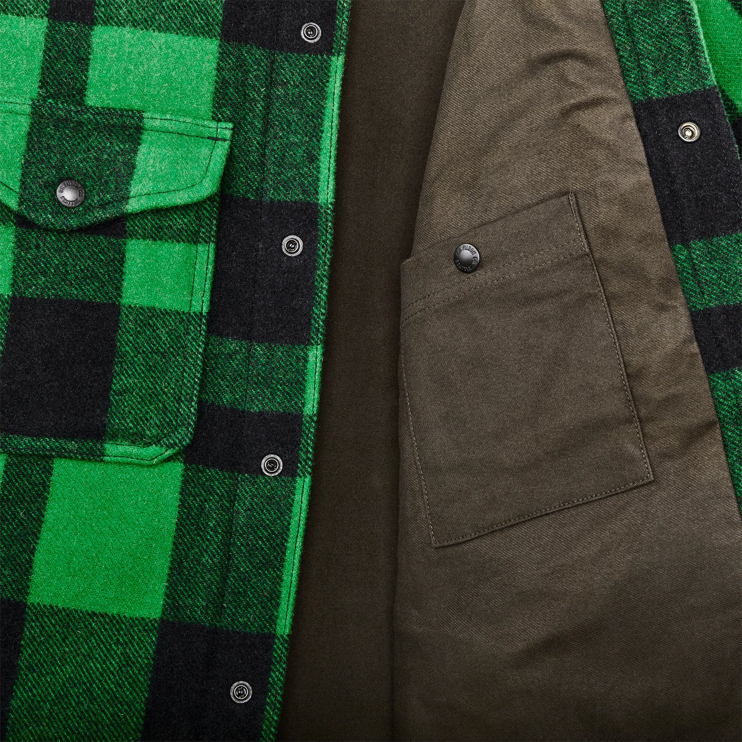 FILSON LINED MACKINAW WOOL JAC-SHIRT - ACID GREEN/BLACK HERITAGE PLAID