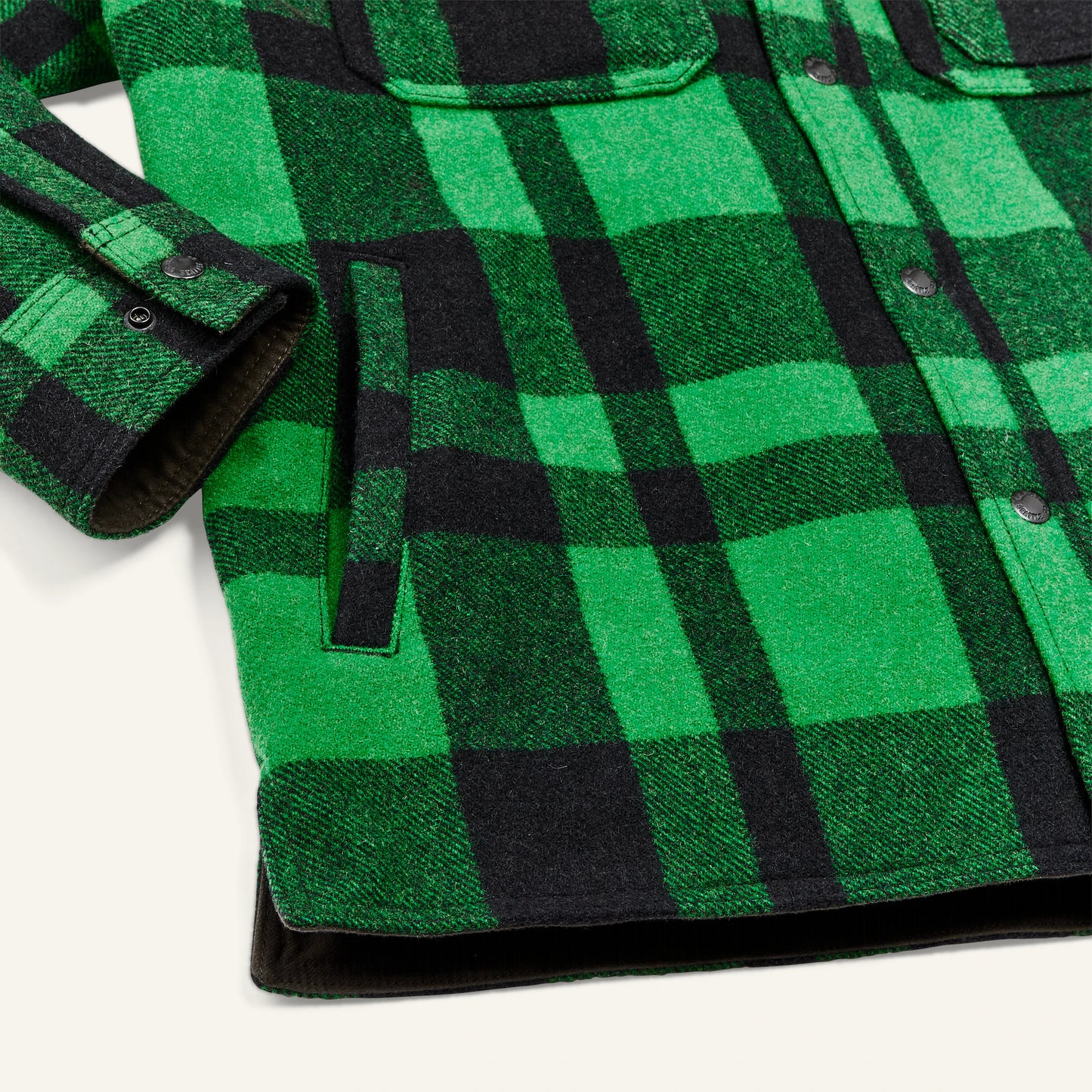 FILSON LINED MACKINAW WOOL JAC-SHIRT - ACID GREEN/BLACK HERITAGE PLAID