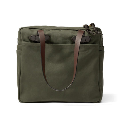 FILSON RUGGED TWILL TOTE BAG WITH ZIPPER - Otter Green