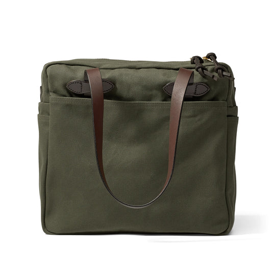 FILSON RUGGED TWILL TOTE BAG WITH ZIPPER - Otter Green