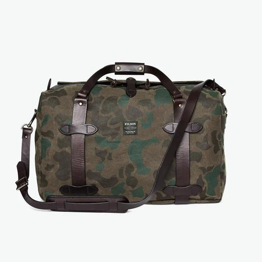 FILSON WAXED RUGGED TWILL MEDIUM DUFFLE - DARK WAX SHRUB CAMO