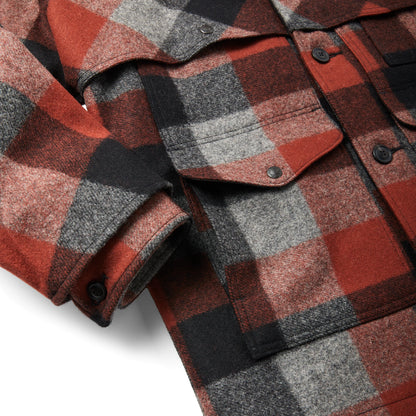 FILSON LINED MACKINAW WOOL PACKER COAT - Black/Charcoal/Rust Buffalo Check