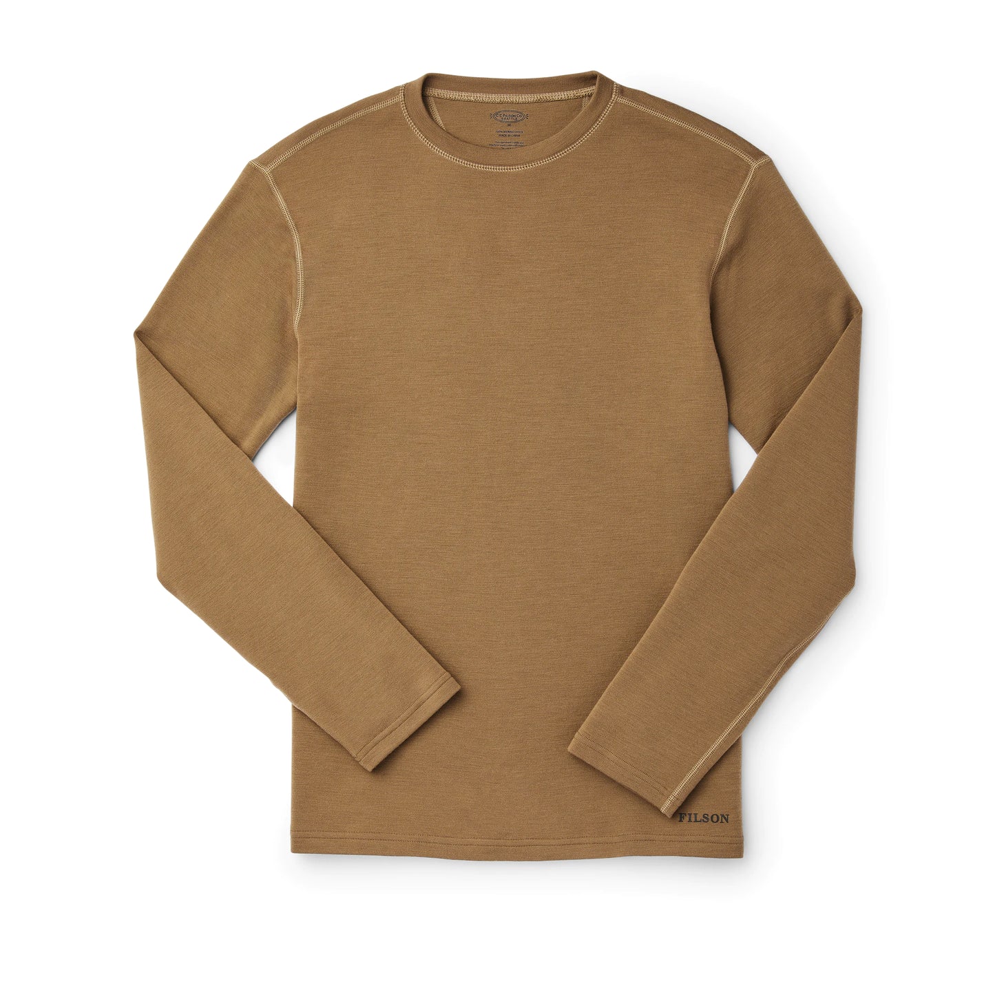 FILSON 280G MERINO LONG SLEEVE CREW RUGGED TAN