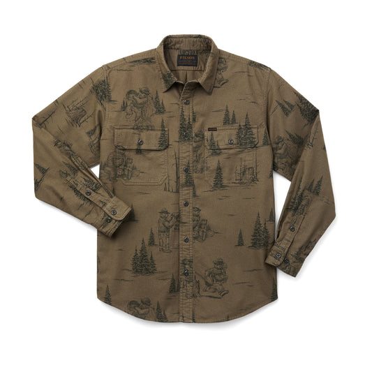 FILSON SMOKEY BEAR FIELD FLANNEL SHIRT - Light Olive/Deep Forest
