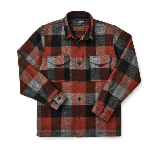 FILSON MACKINAW WOOL JAC-SHIRT - BLACK/CHARCOAL/RUST BUFFALO CHECK