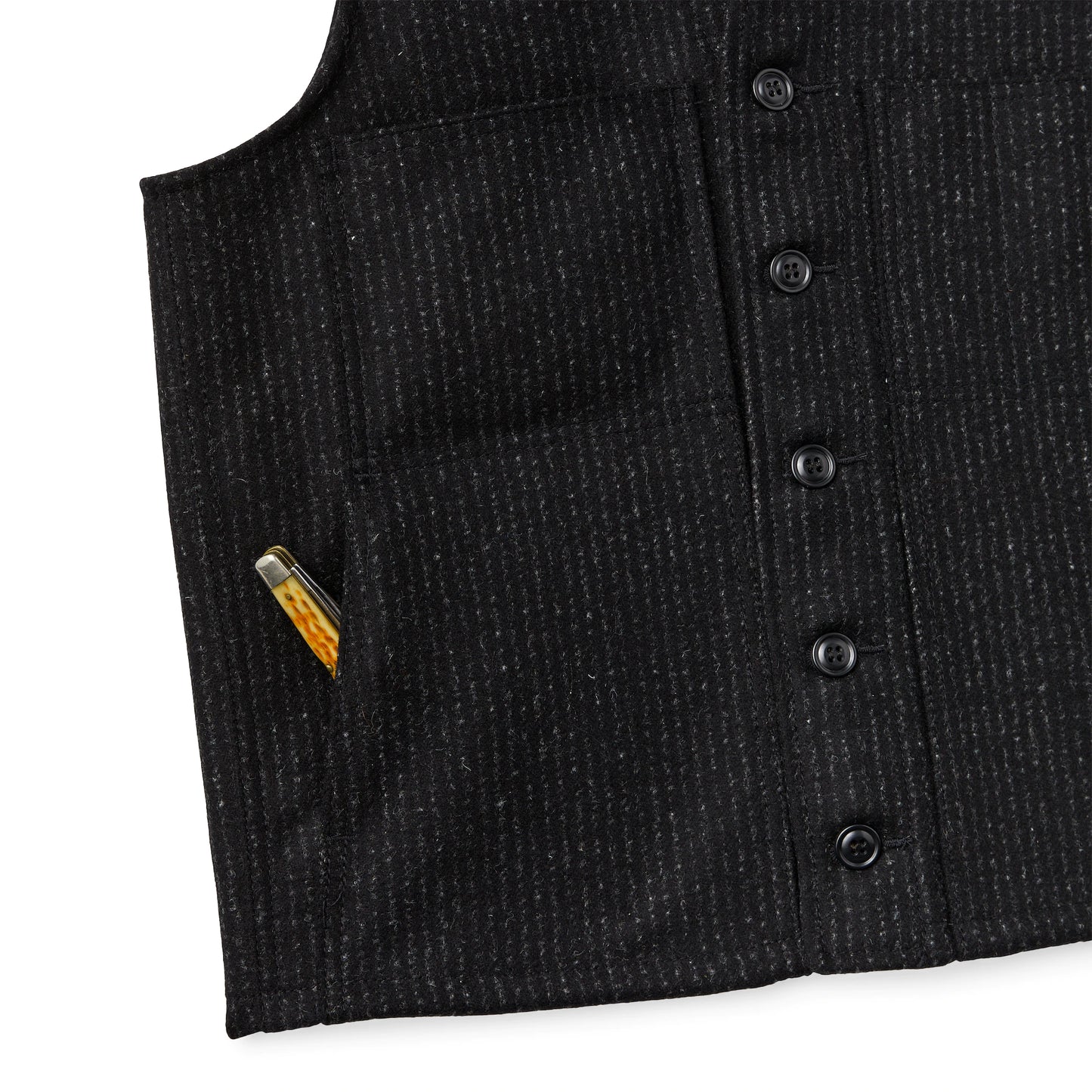 FILSON MACKINAW WOOL VEST - Charcoal Black/Rope Stripe