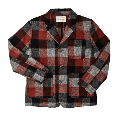 FILSON MACKINAW WOOL BLAZER - Black/Charcoal/Rust Buffalo Check