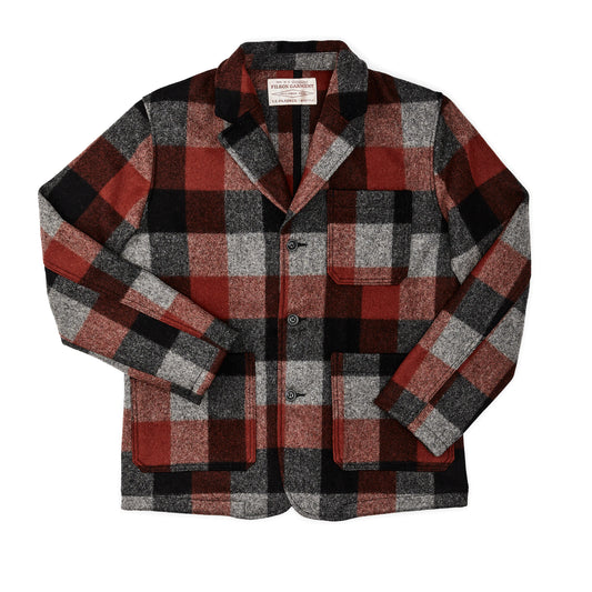 FILSON MACKINAW WOOL BLAZER - Black/Charcoal/Rust Buffalo Check