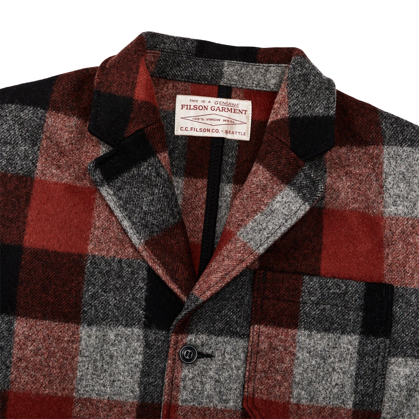 FILSON MACKINAW WOOL BLAZER - Black/Charcoal/Rust Buffalo Check